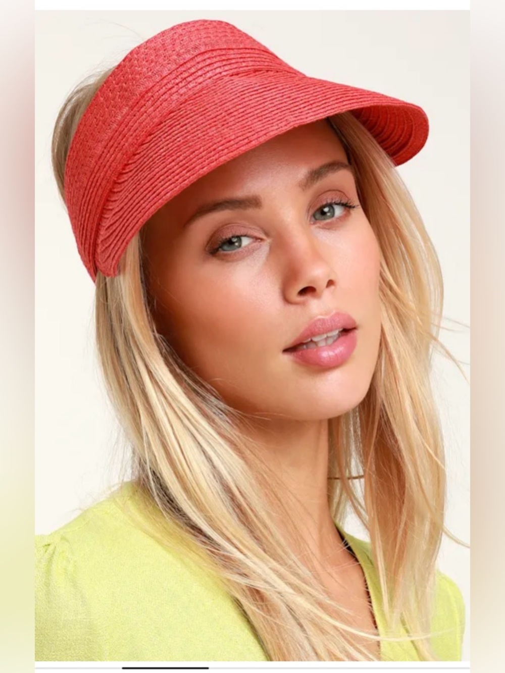 Billabong Not Now Red Straw Visor Sun Hat